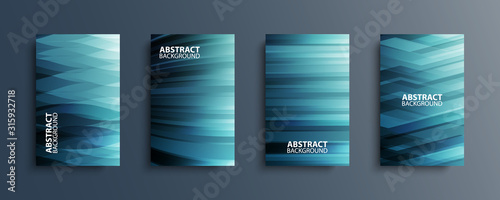 Set of abstract backgrounds with wave or line patterns. Covers collection for brochures, posters, banners, flyers and cards. Vector illustration. © FineVector