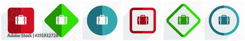 Bag icon set, flat design vector illustration in 6 options for webdesign and mobile applications in eps 10