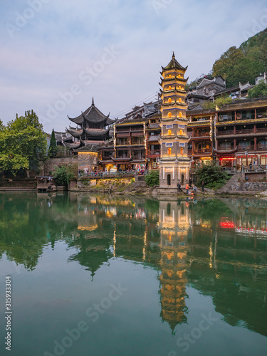 fenghuang Hunan China-16 October 2018 Scenery view of fenghuang old town .phoenix ancient town or Fenghuang County is a county of Hunan Province  China