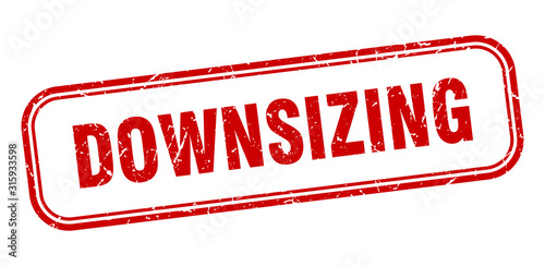 downsizing stamp. downsizing square grunge red sign