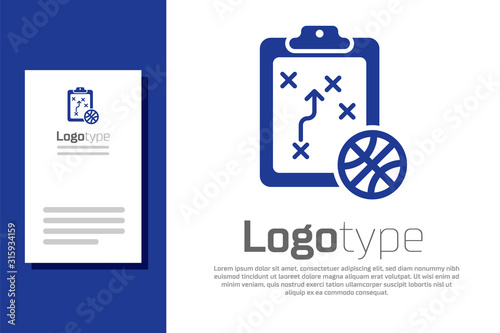 Blue Planning strategy concept icon isolated on white background. Basketball cup formation and tactic. Logo design template element. Vector Illustration