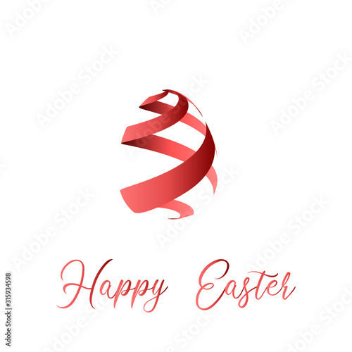 Easter ribbon egg. Vector illustration.
