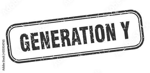 generation y stamp. generation y square grunge black sign