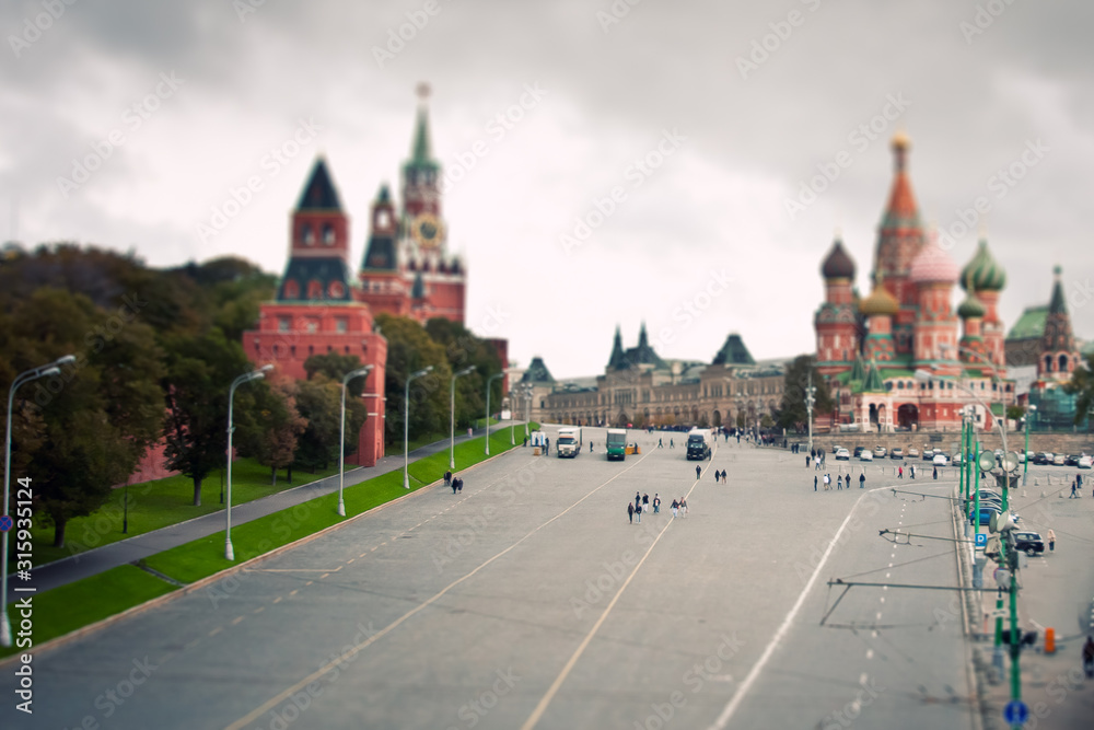 Obraz premium Moscow Red Square, a photograph with the tilt shift effect