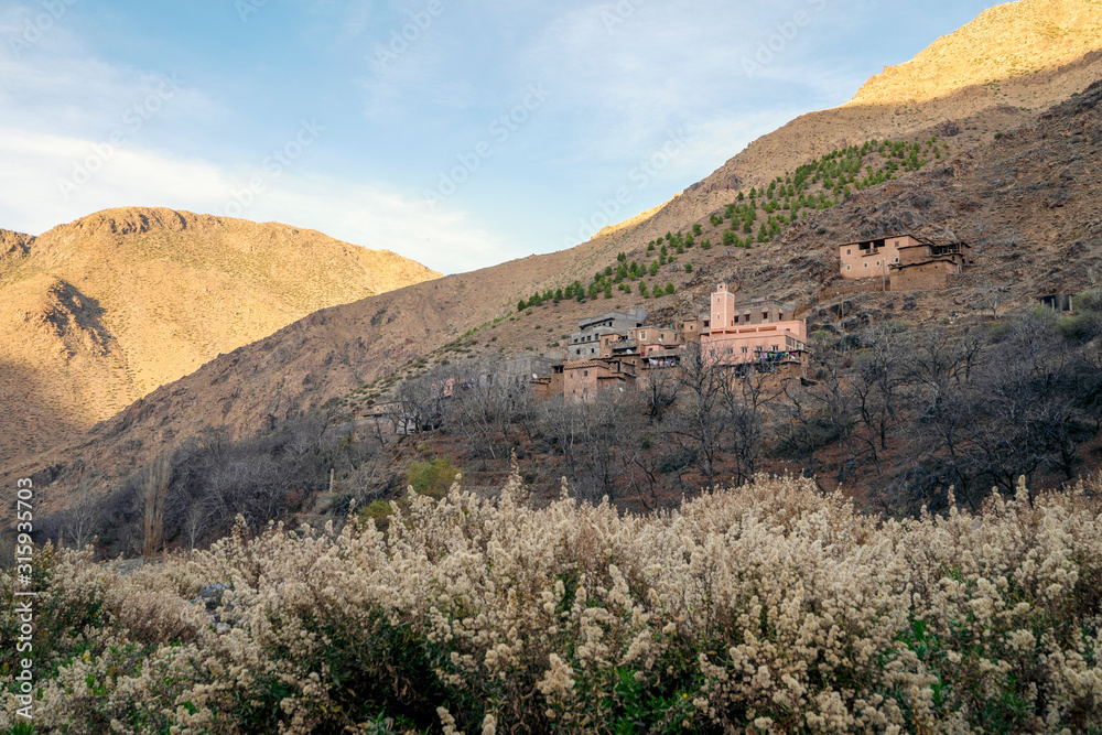 Berber village located high in Atlas mountains, Morocco