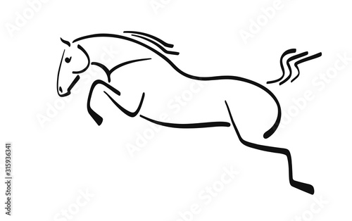 Line image of a jumping horse