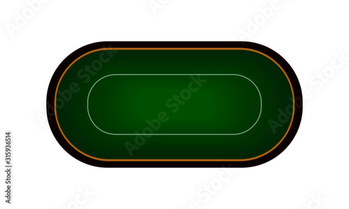 Vectorial illustration of a green poker table on a white background. Casino concept