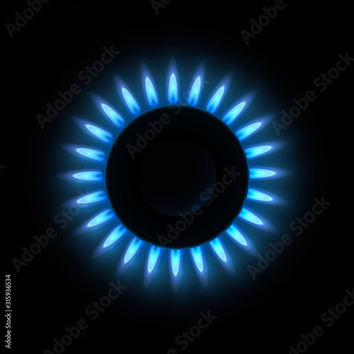 Burning stove, gas burner realistic vector illustration