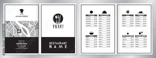Vintage/ retro restaurant menu template - (starters, soups, main