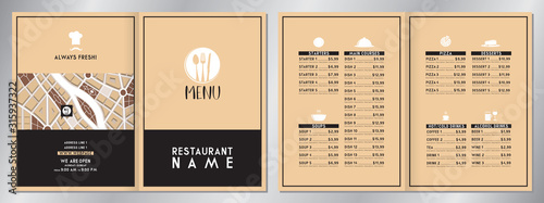 Vintage/ retro restaurant menu template - (starters, soups, main