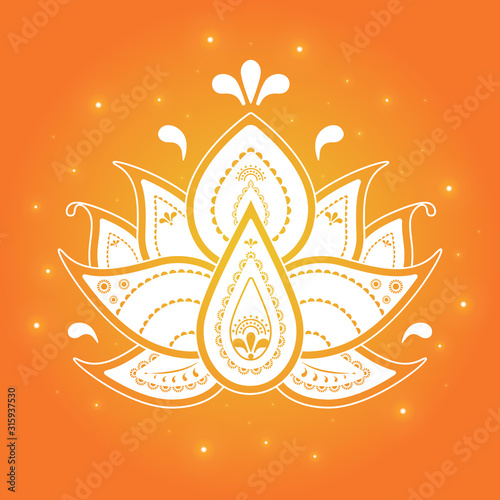 Obraz na płótnie Lotus flower ethnic ornament illustration. Beautiful floral print w salonie