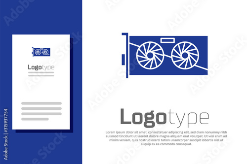 Blue Video graphic card icon isolated on white background. Logo design template element. Vector Illustration