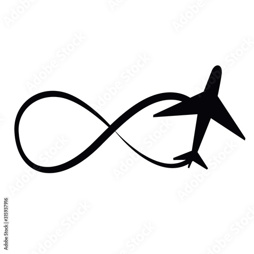 Plane Black Symbol Vector Illustration