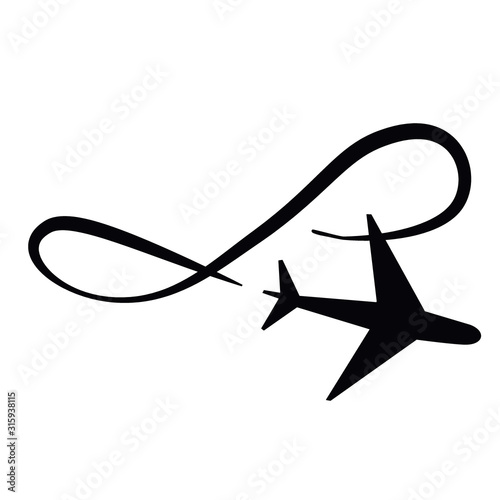 Plane Black Symbol Vector Illustration