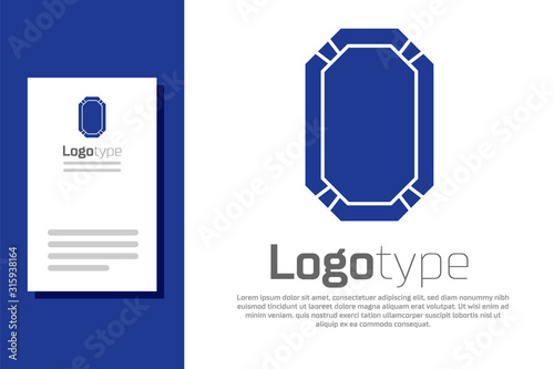 Blue Poker table icon isolated on white background. Logo design template element. Vector Illustration