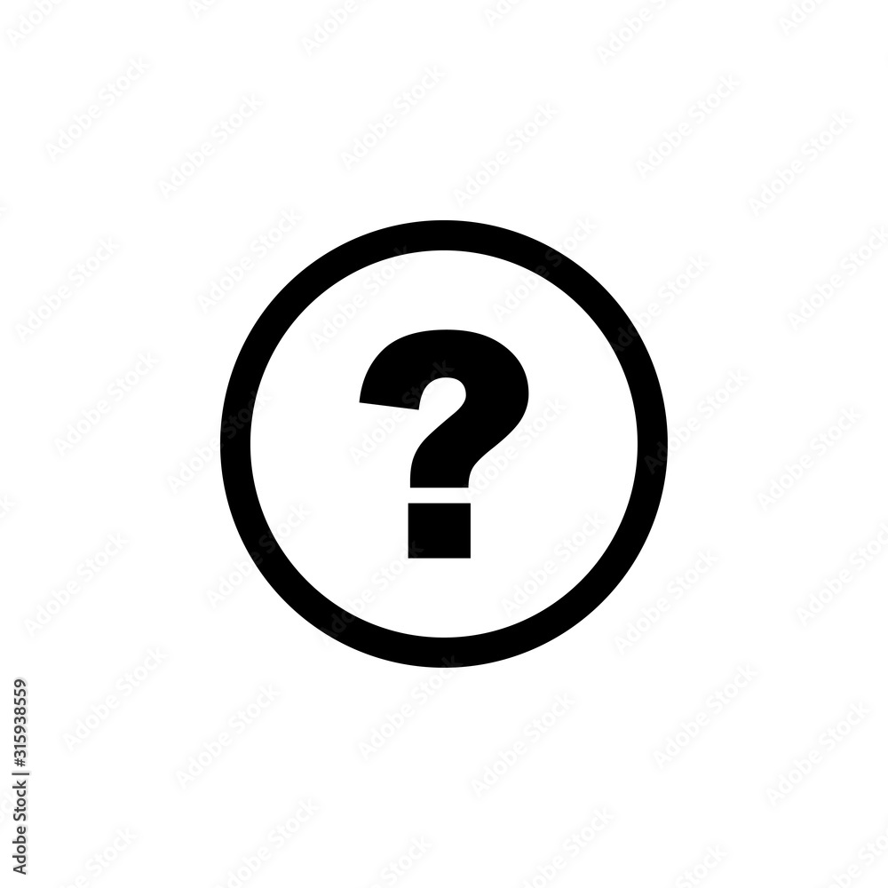 Black question mark flat vector icon isolated on a white background. Black question mark flat vector icon isolated on a white background.