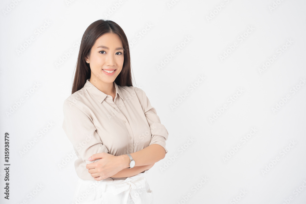 Attractive Asian woman portrait on white background Attractive Asian woman portrait on white background