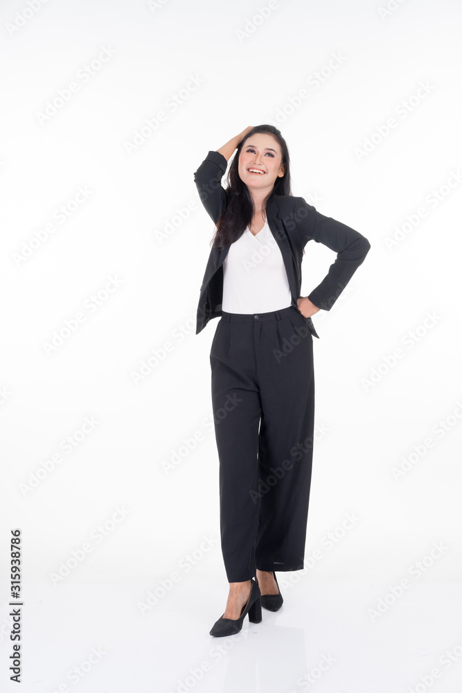 A portrait of a beautiful businesswoman with various poses isolated on white background. A portrait of a beautiful businesswoman with various poses isolated on white background.