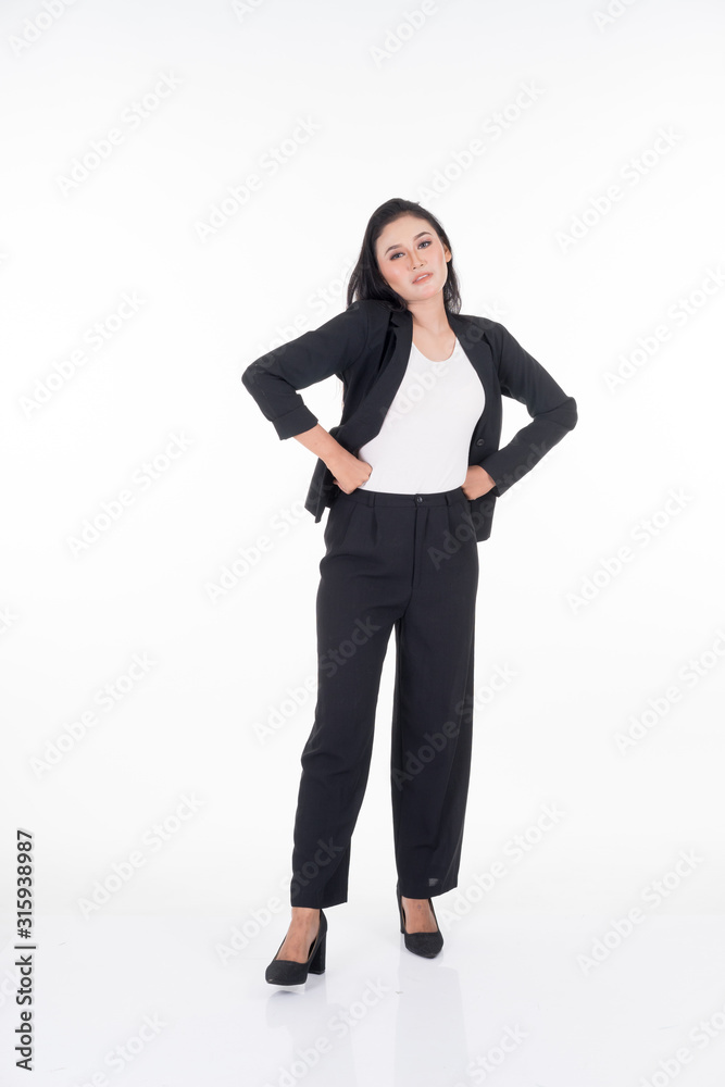 A portrait of a beautiful businesswoman with various poses isolated on white background. A portrait of a beautiful businesswoman with various poses isolated on white background.
