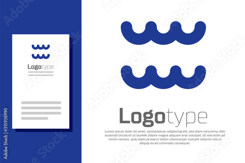 Blue Aquarius zodiac sign icon isolated on white background. Astrological horoscope collection. Logo design template element. Vector Illustration