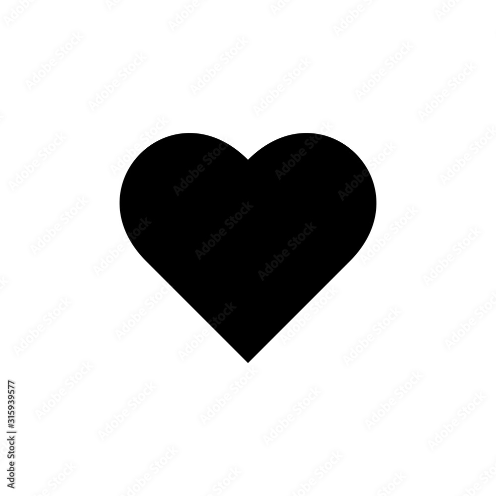 Heart flat vector icon isolated on a white background.Heart icon for web and mobile.Valentine's day icon.