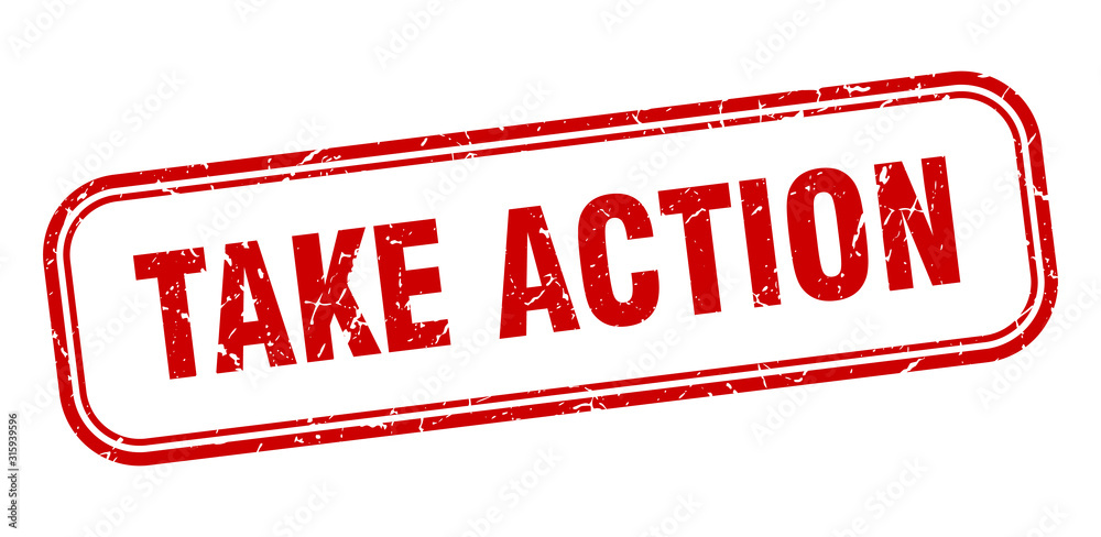take action stamp. take action square grunge red sign