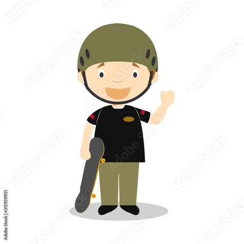 Sports cartoon vector illustrations: Skateboarding
