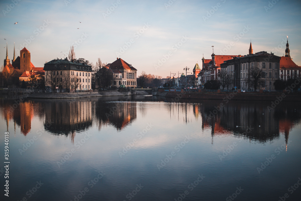 the city along the river in Poland Wroclaw reflections the city along the river in Poland Wroclaw reflections