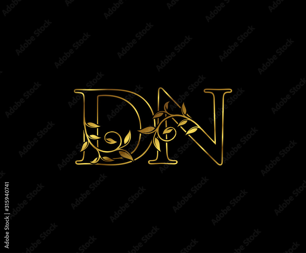Golden D, N and DN Luxury Letter Logo Icon Golden D, N and DN Luxury Letter Logo Icon