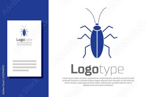 Blue Cockroach icon isolated on white background. Logo design template element. Vector Illustration