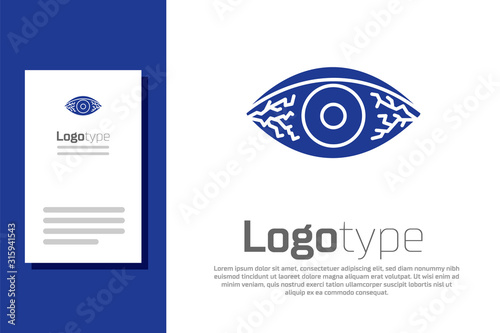 Blue Reddish eye due to viral, bacterial or allergic conjunctivitis icon isolated on white background. Logo design template element. Vector Illustration
