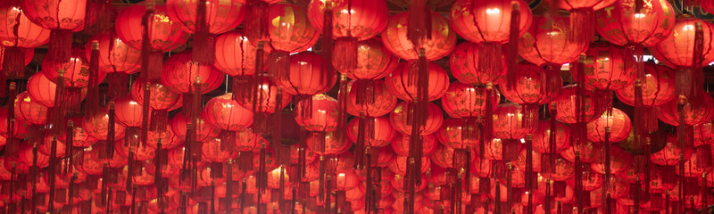 Chinese New Year 2025, Background of Chinese lantern hanging on the celling.