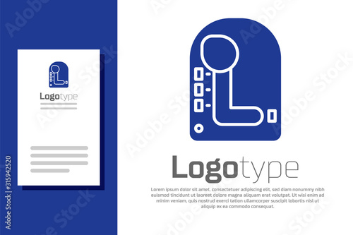 Blue Gear shifter icon isolated on white background. Transmission icon. Logo design template element. Vector Illustration