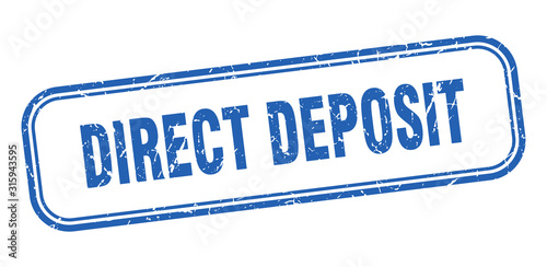 direct deposit stamp. direct deposit square grunge blue sign