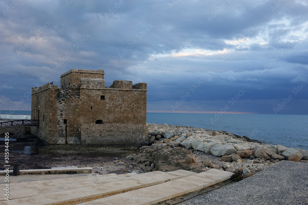 old fortress in Paphos in winter