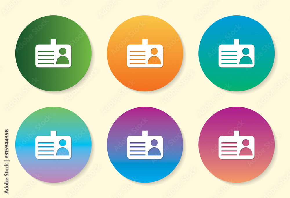 Identity Card six color gradient icon design. Identity Card six color gradient icon design.