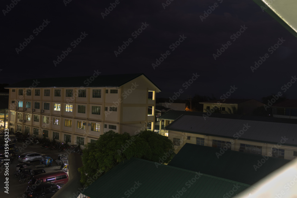 Night exterior building at San Miguel National High School Night exterior building at San Miguel National High School