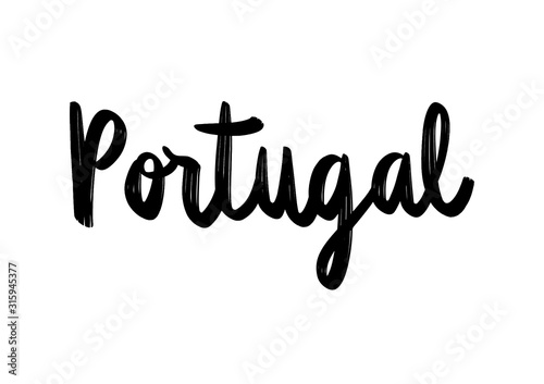 Portugal hand lettering on white background