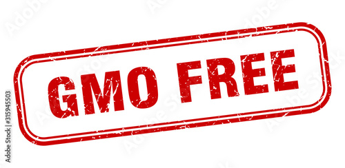 gmo free stamp. gmo free square grunge red sign