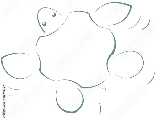 Abstract minimalist vector illustration of a swimming turtle