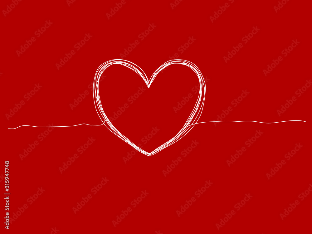 vector illustration of hand drawn heart on red background vector illustration of hand drawn heart on red background