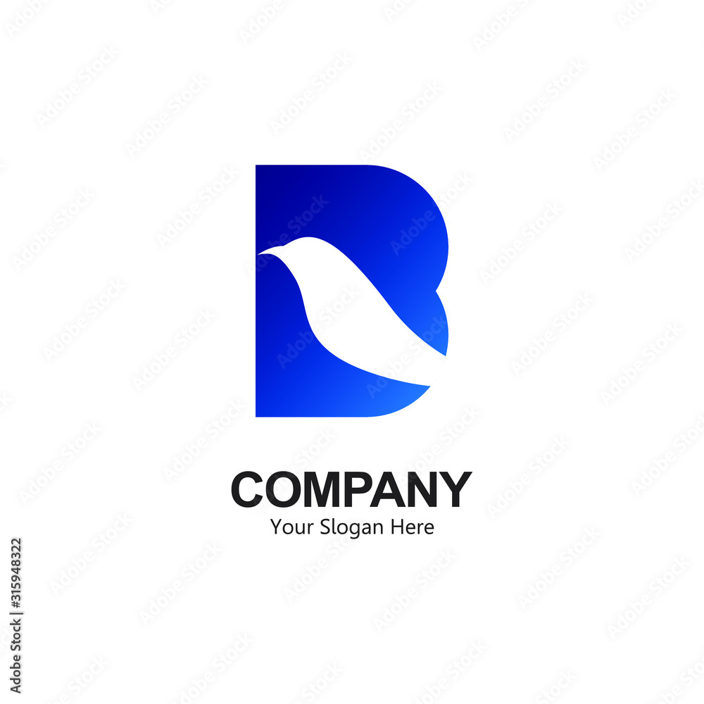 letter B abstract logo. design a combination of the letter b and bird into one unique and simple logo. modern template. with a blue texture gradation. for the company's brand and graphic design letter B abstract logo. design a combination of the letter b and bird into one unique and simple logo. modern template. with a blue texture gradation. for the company's brand and graphic design