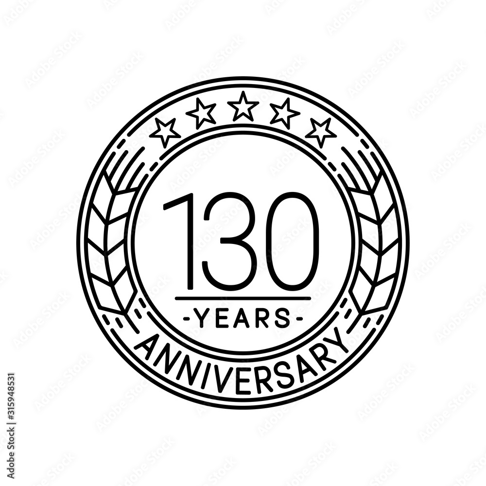 130 years anniversary logo template. 130th line art vector and illustration. 130 years anniversary logo template. 130th line art vector and illustration.