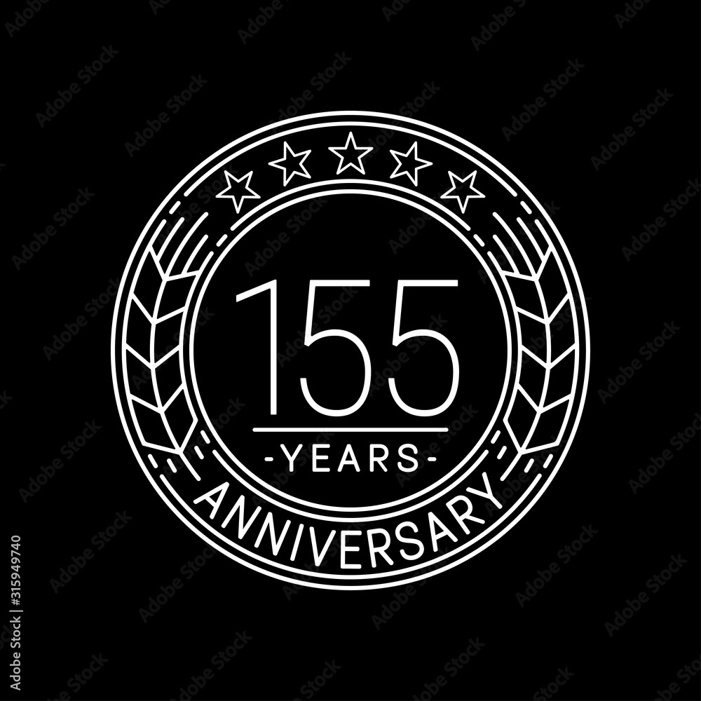 155 years anniversary logo template. 155th line art vector and ...