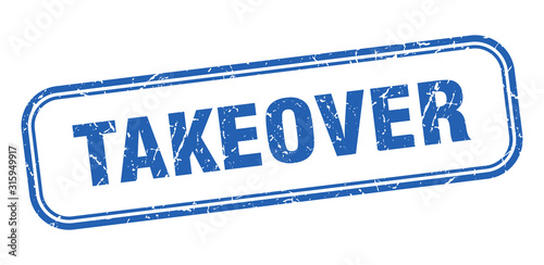 takeover stamp. takeover square grunge blue sign