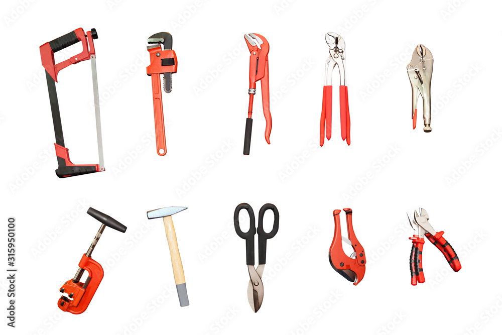Top view Hardware tool on white background. Top view Hardware tool on white background.