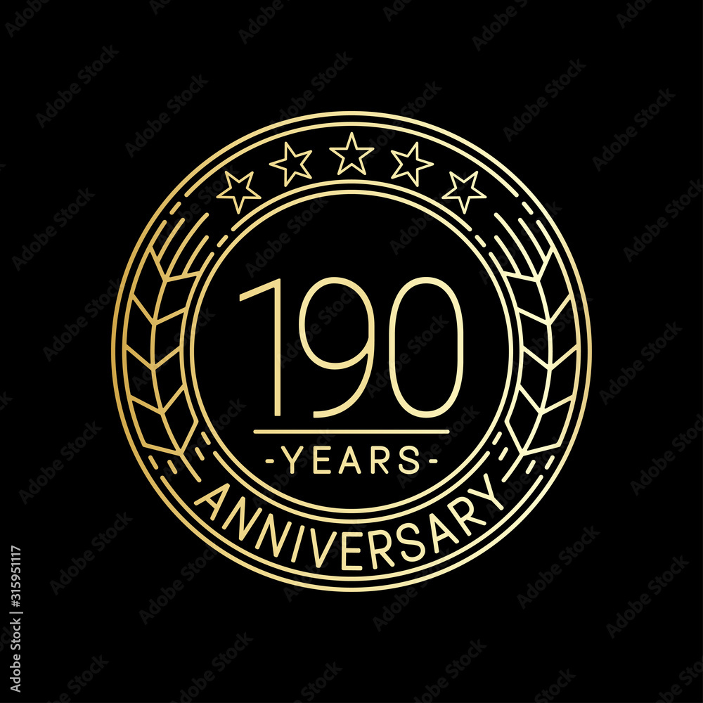 190 years anniversary logo template. 190th line art vector and illustration.