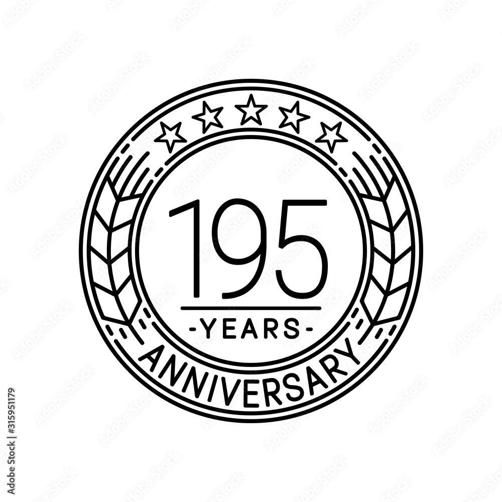 195 years anniversary logo template. 195th line art vector and illustration.