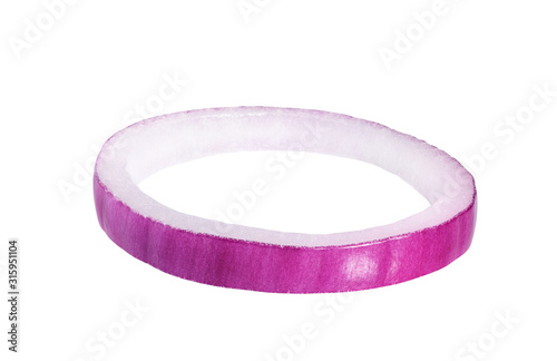 red onion rings isolated on white