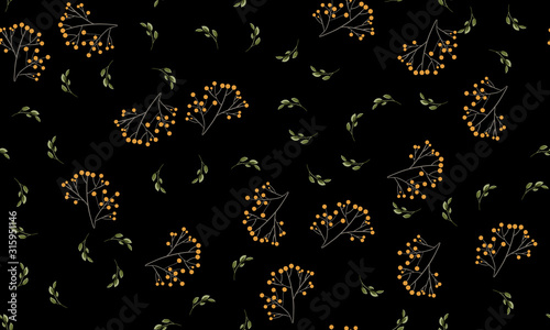 Seamless pattern with colorful hand drawn flowers. Original textile, wrapping paper, wall art surface design. Vector illustration. Floral simple minimalistic graphic design